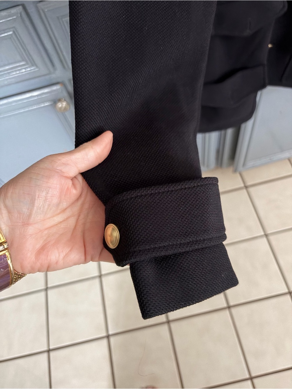 Mackage Black Wool Blend Blazer with Gold Buttons - Picture 3 of 14